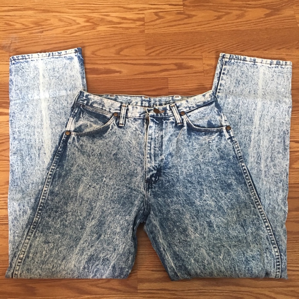 VTG mens Wrangler Acid Washed Jeans size 31 x 34